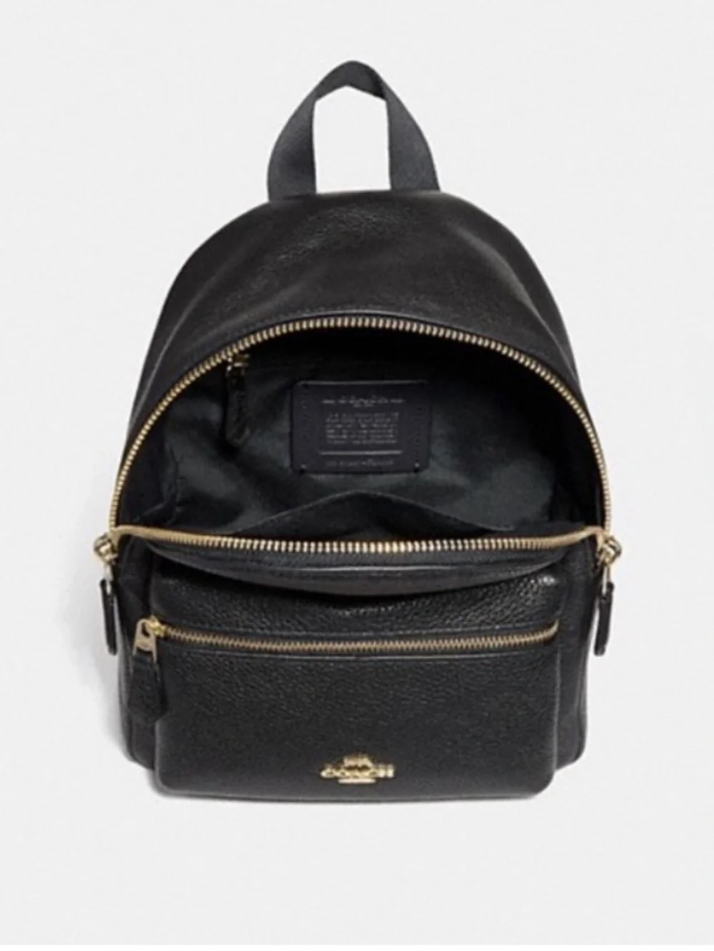 Coach Charlie Mini Backpack Black Pebbled Leather